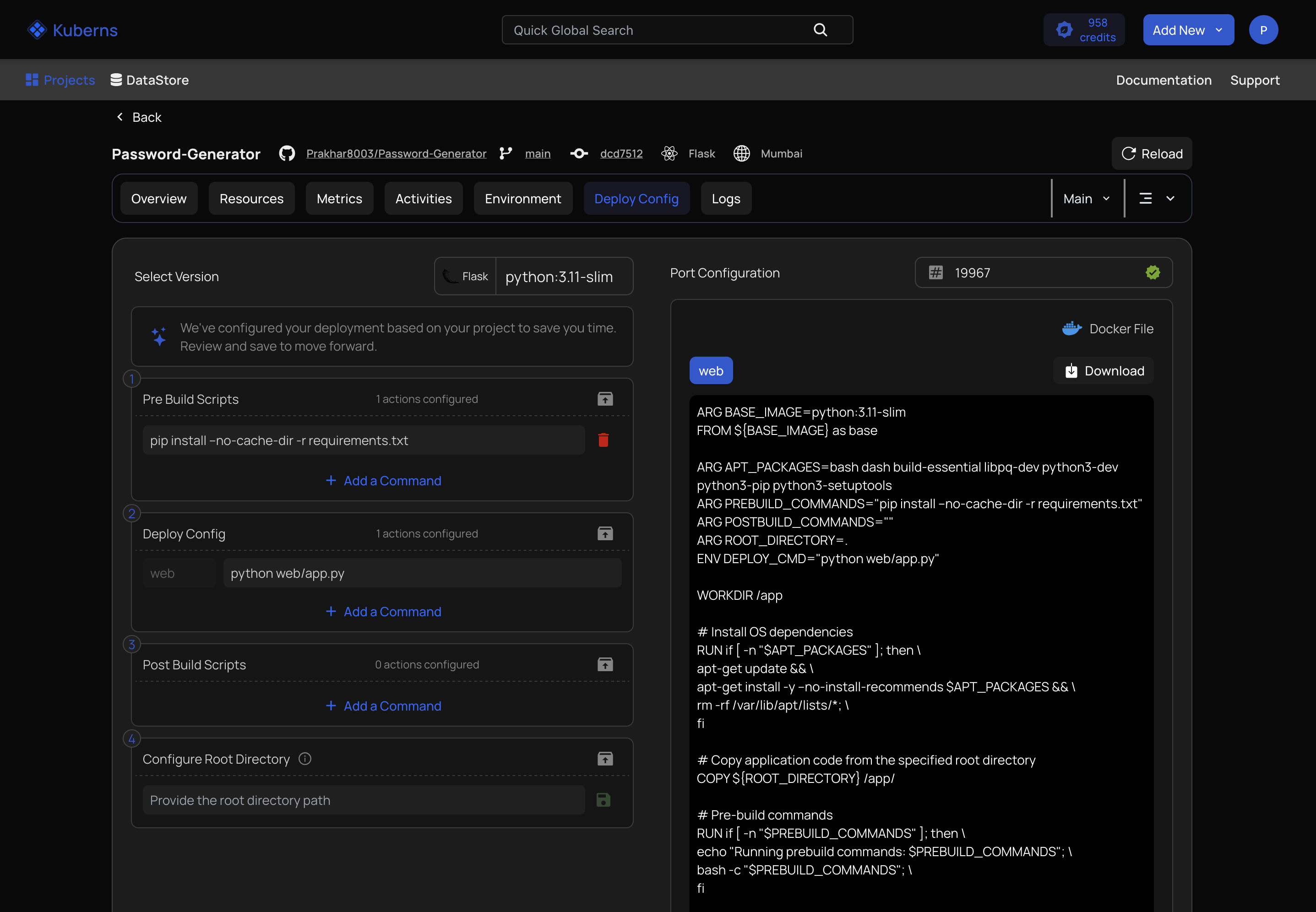 Deploy configurations