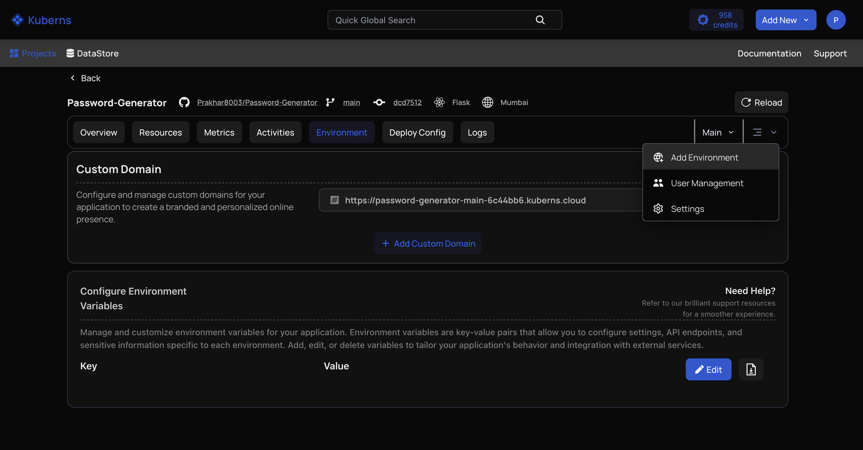 Add custom domain and update environment variables