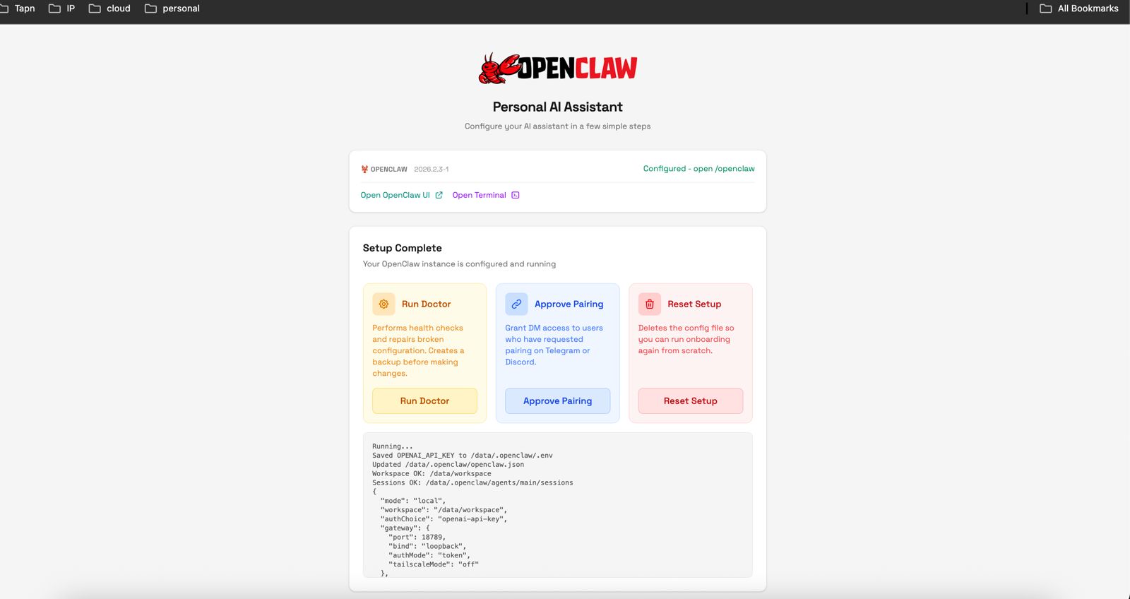 OpenClaw dashboard