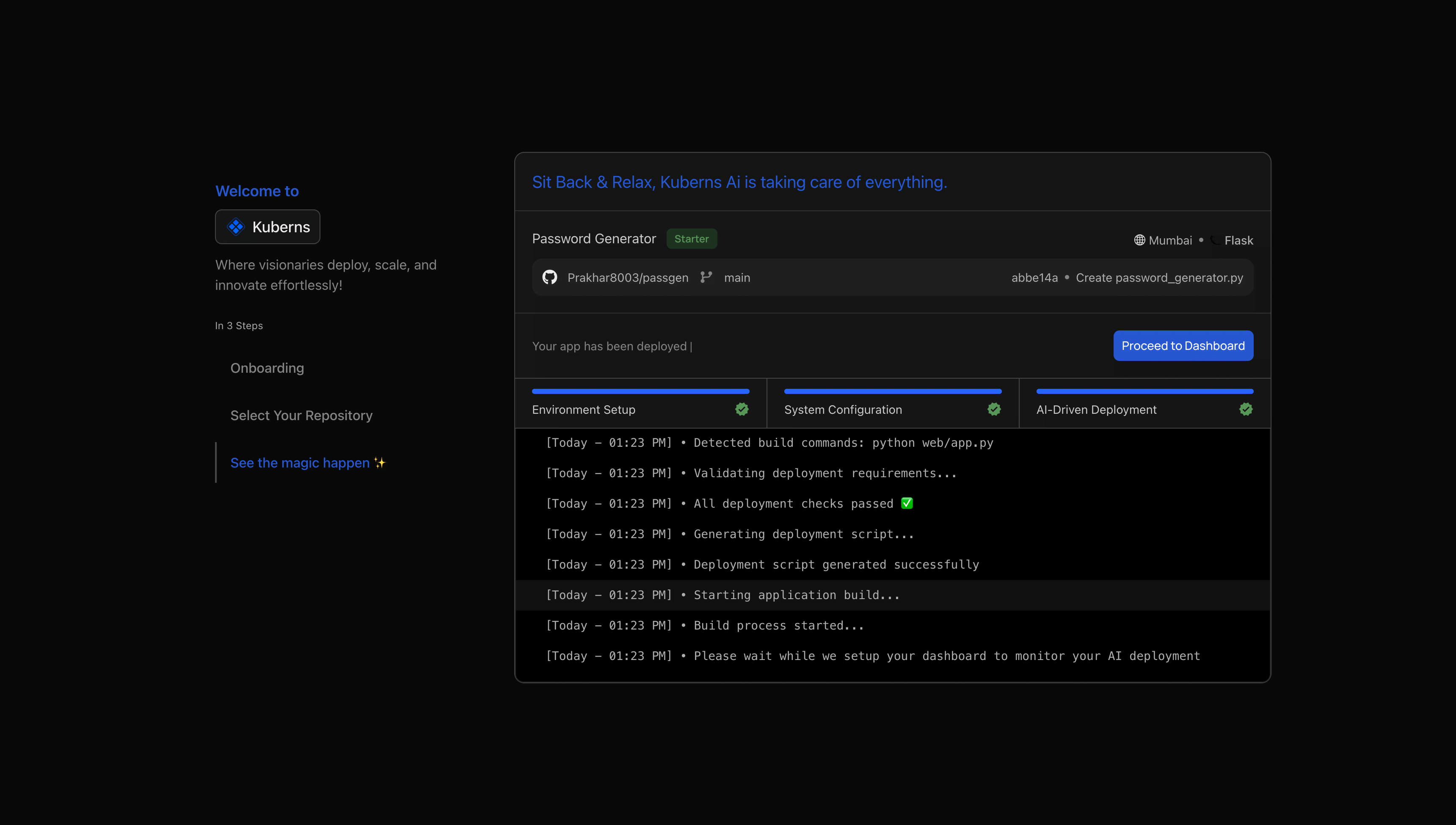 Create project and connect repository